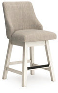 Robbinsdale Antique White Upholstered Back Swivel Barstool