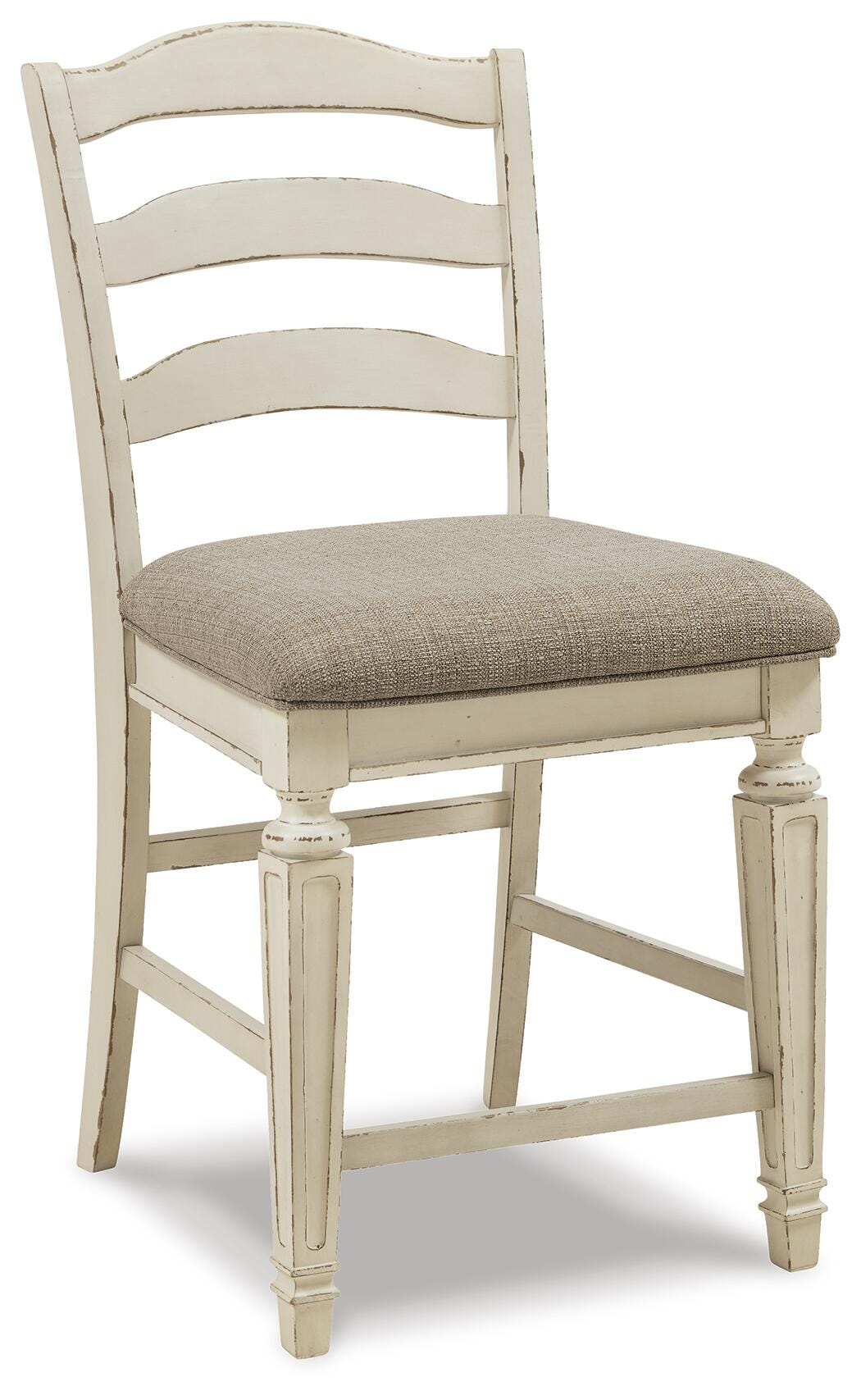Realyn Chipped White Upholstered Barstool