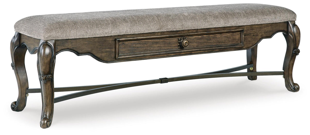 Maylee Dark Brown Upholstered Storage Bench