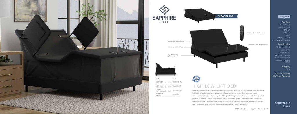 High Low Lift Bed Adjustable Base