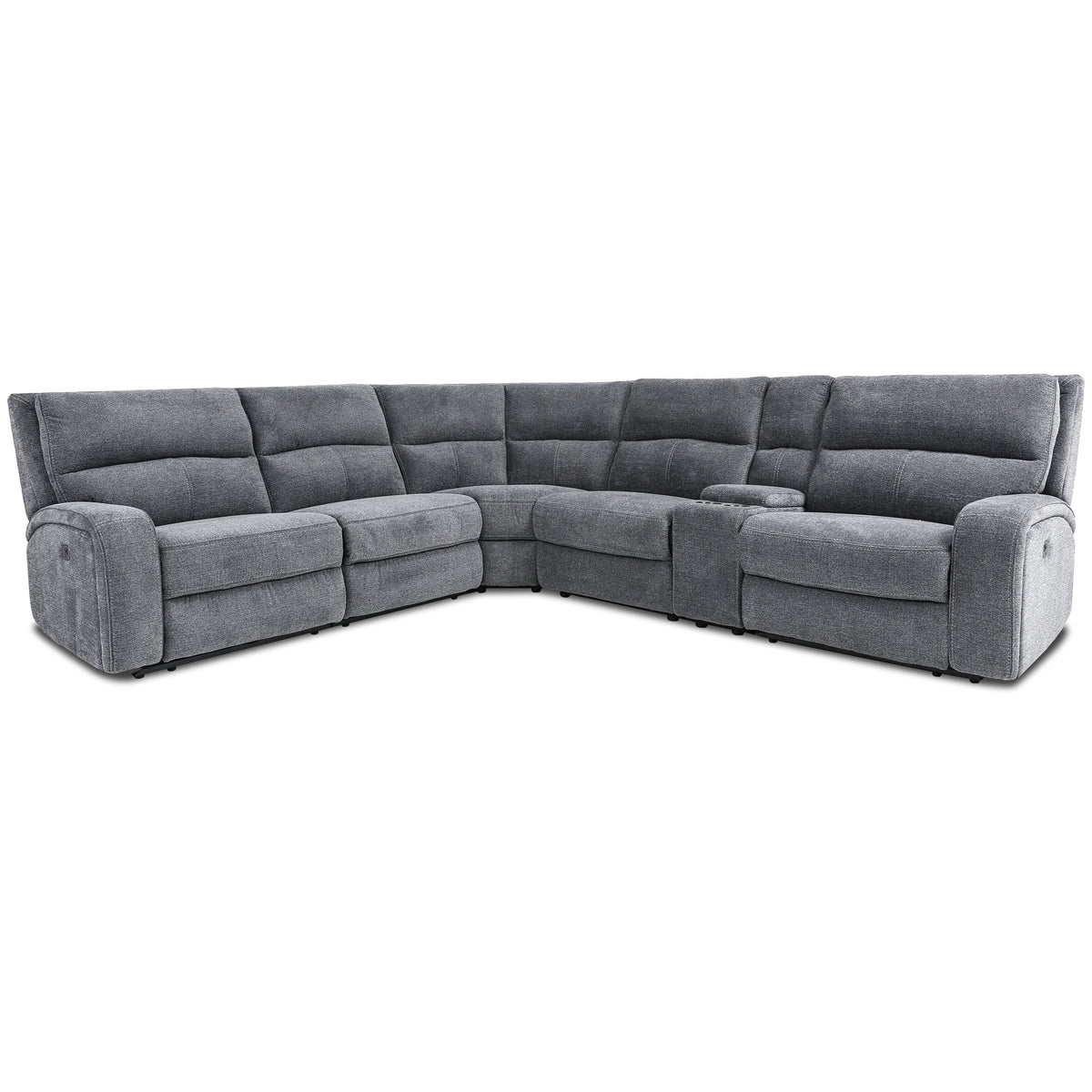 POLARIS - 6-Piece Modular Power Reclining Sectional with Power Adjustable Headrests - BIZMARK GREY