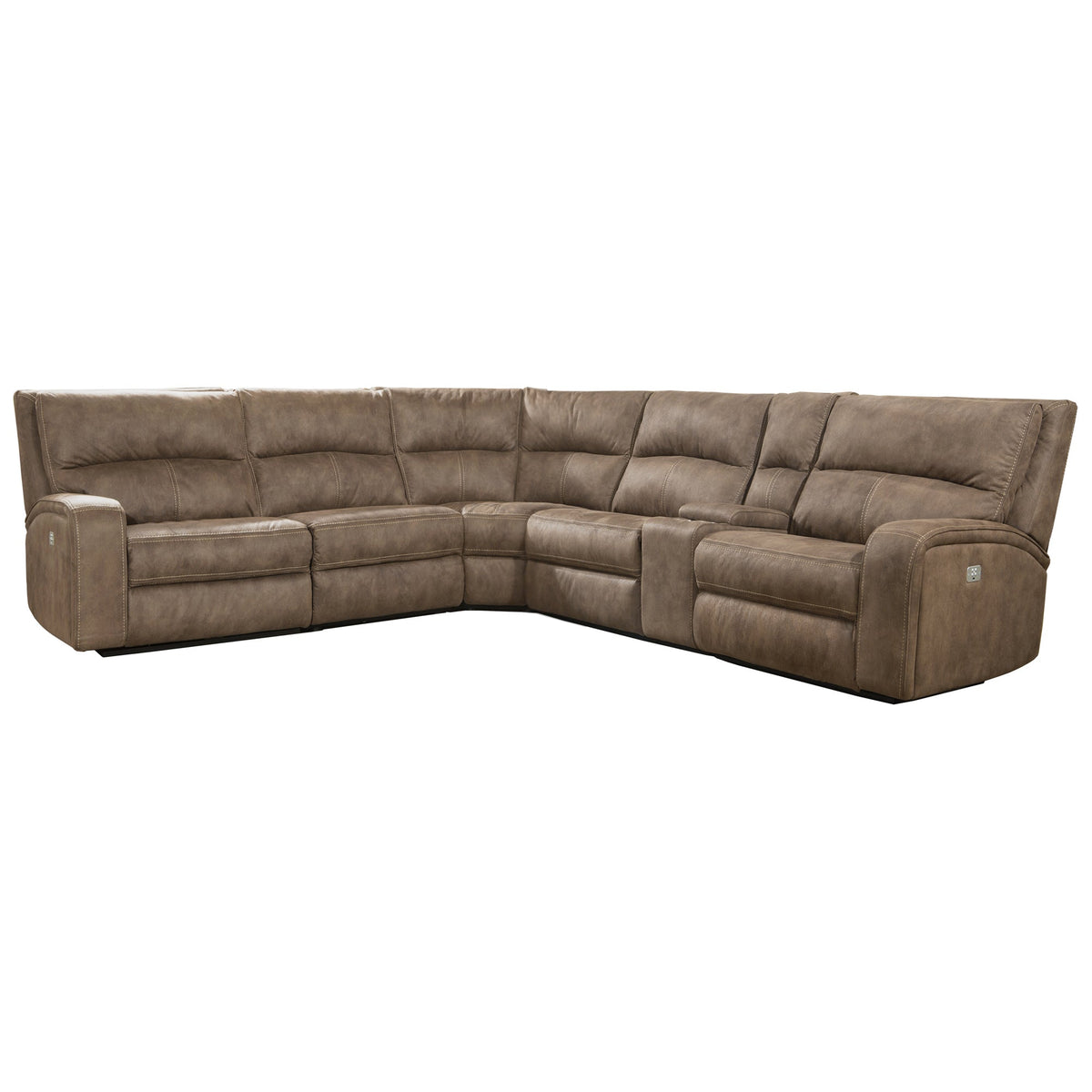 POLARIS - 6-Piece Modular Power Reclining Sectional with Power Adjustable Headrests - KAHLUA