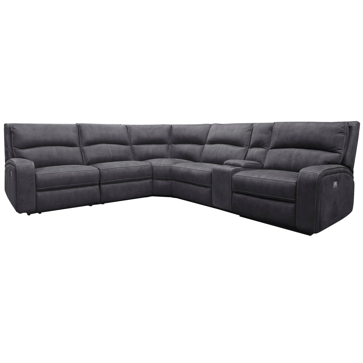 POLARIS - 6-Piece Modular Power Reclining Sectional with Power Adjustable Headrests - SLATE