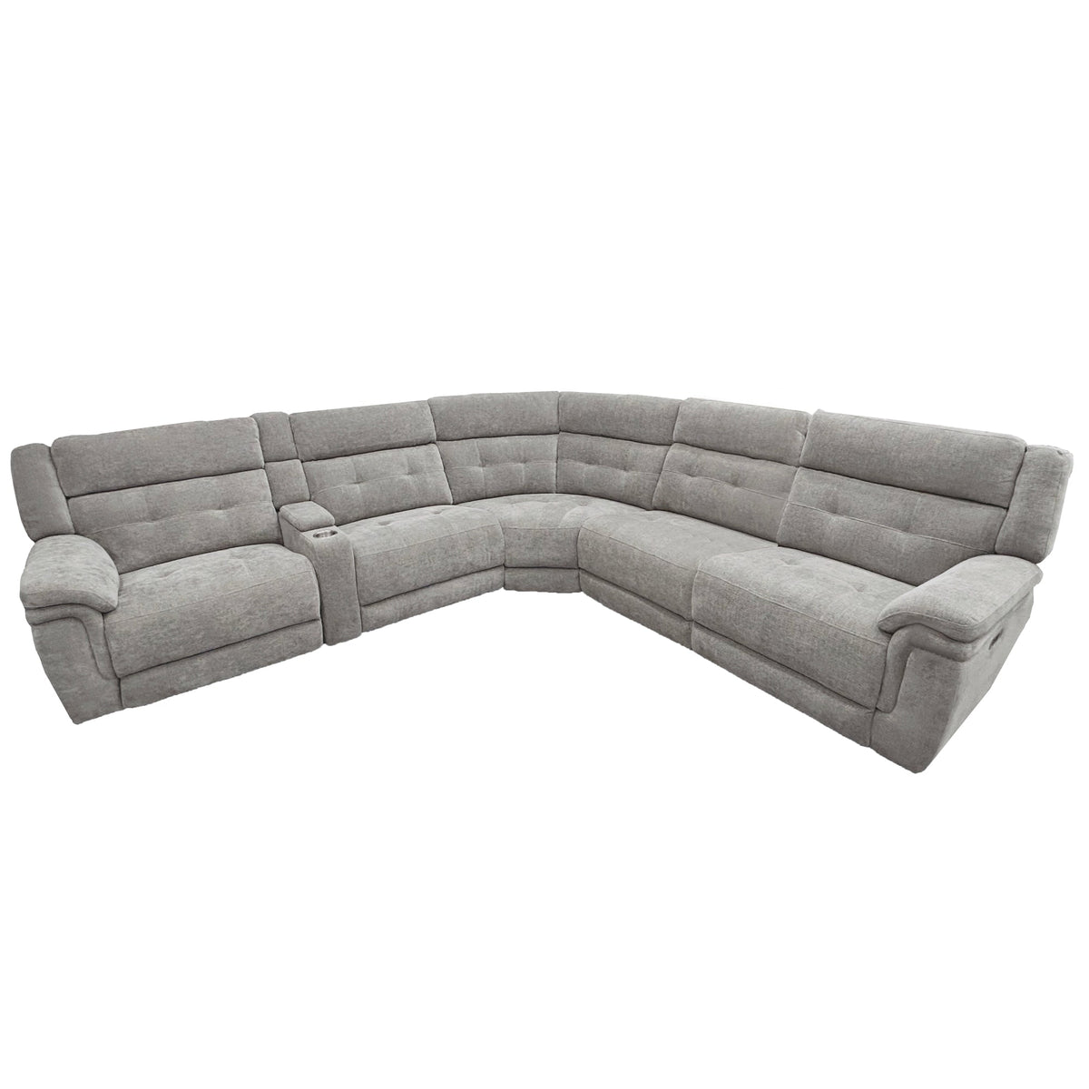 RICHLAND - BRISTOL GREY 6-Piece Modular Power Reclining Sectional with Power Adjustable Headrests