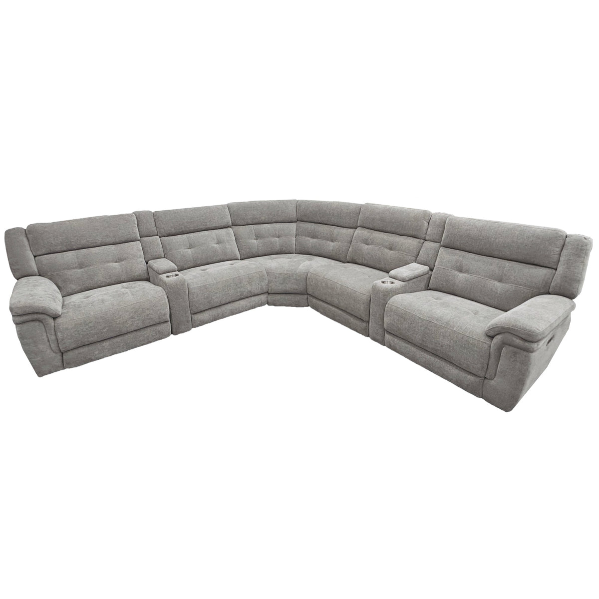 RICHLAND - BRISTOL GREY 7-Piece Modular Power Reclining Sectional with Power Adjustable Headrests