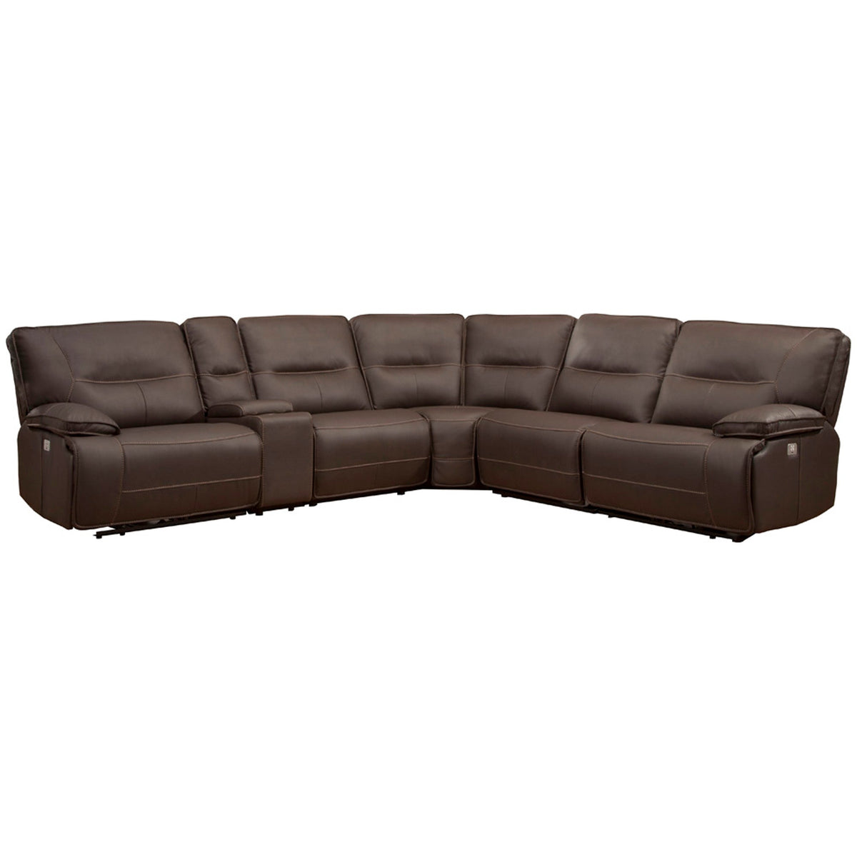 SPARTACUS - 6-Piece Modular Power Reclining Sectional with Power Adjustable Headrests - CHOCOLATE