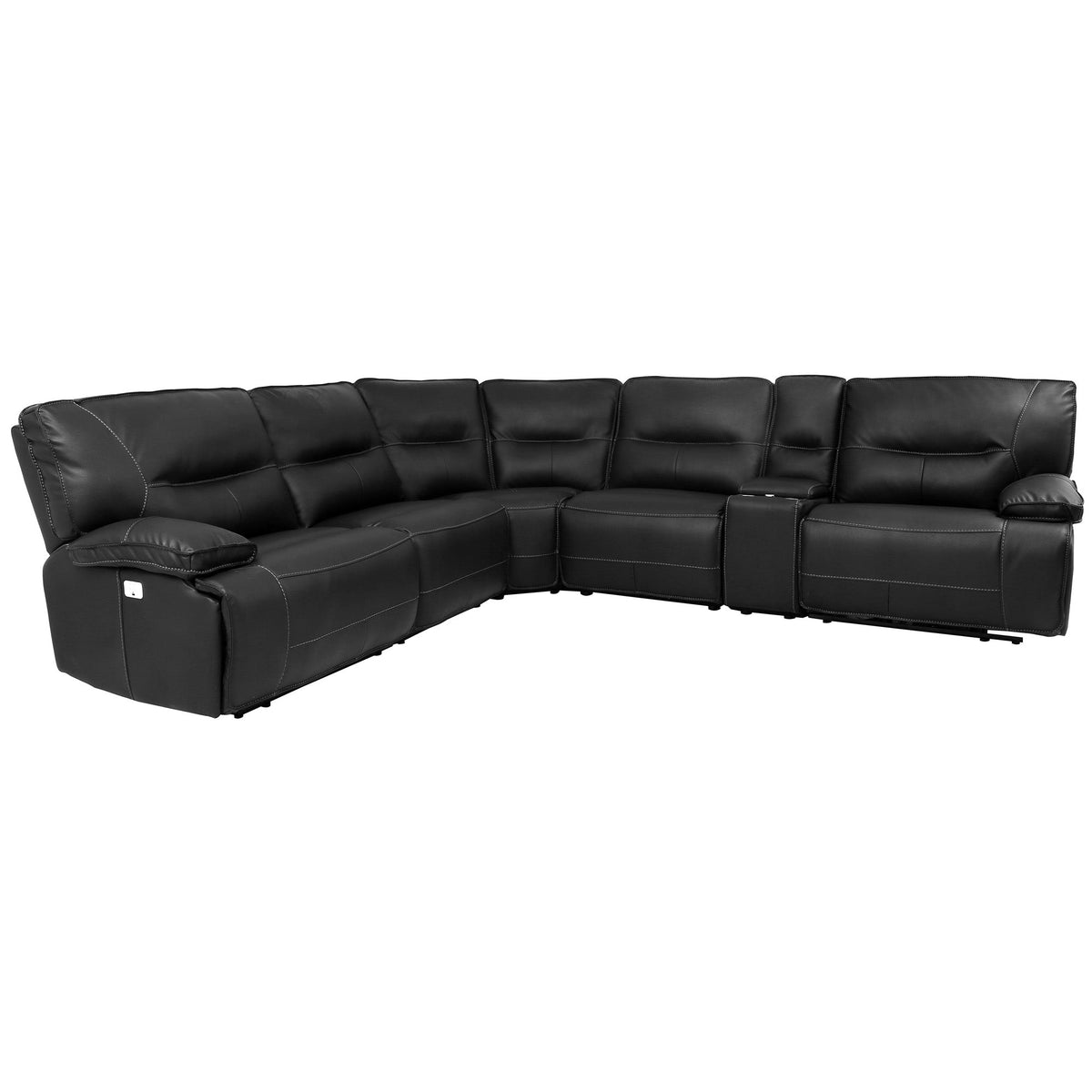 SPARTACUS - 6-Piece Modular Power Reclining Sectional with Power Adjustable Headrests - BLACK