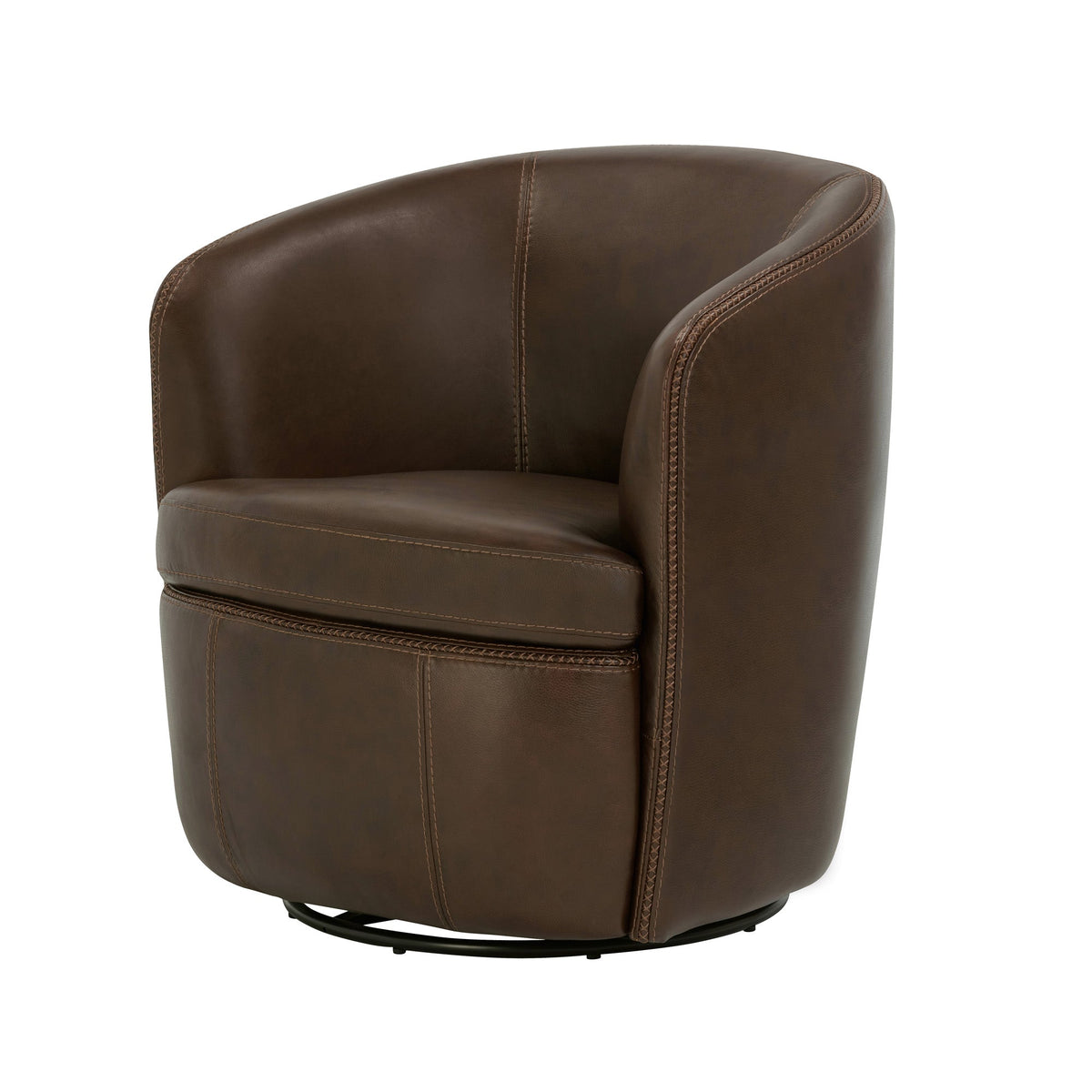 BAROLO - Swivel Club Chair - VINTAGE BROWN