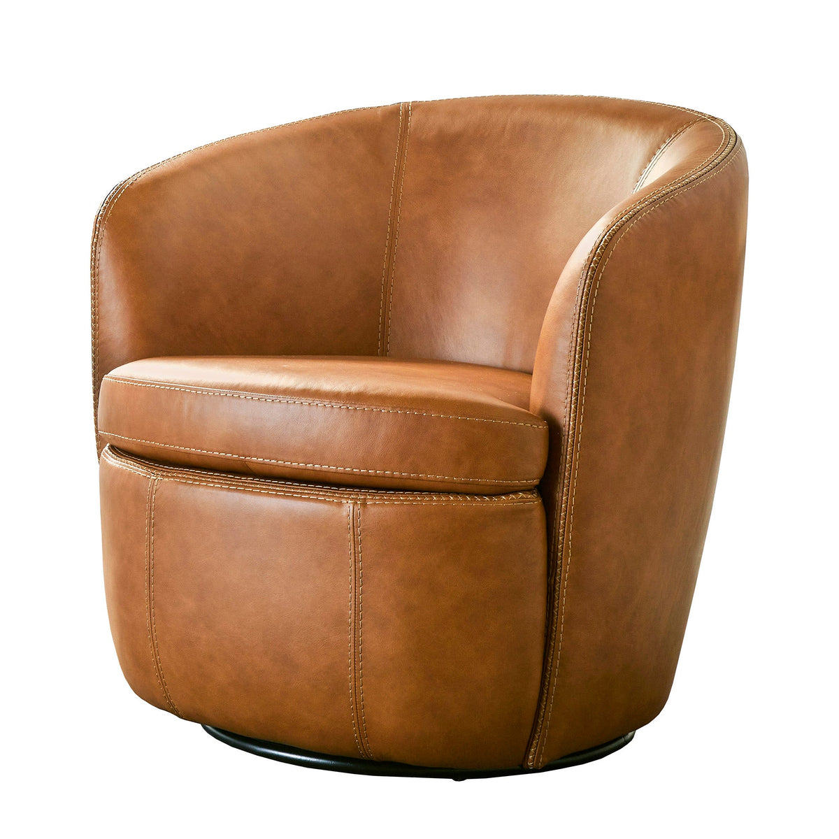 BAROLO - Swivel Club Chair - VINTAGE CARAMEL