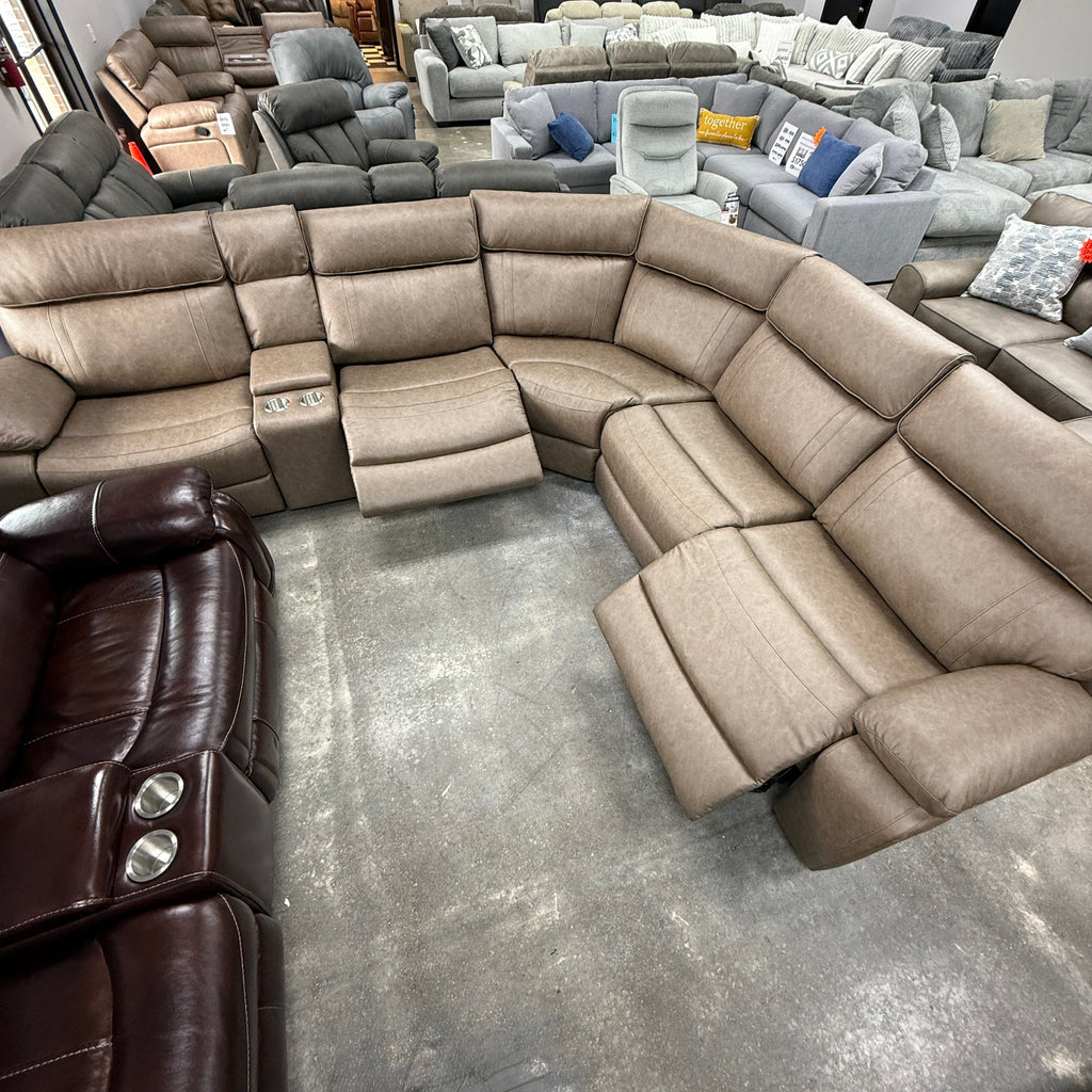 Theon Stokes Toffee 6-Piece Modular Reclining Sectional