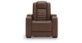 High Impact Tobacco Leather Power Recliner with Adjustable Headrest