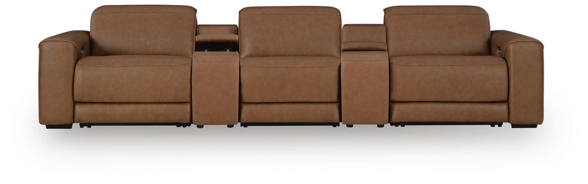 Magic Man Caramel Modular Power Reclining Sectional
