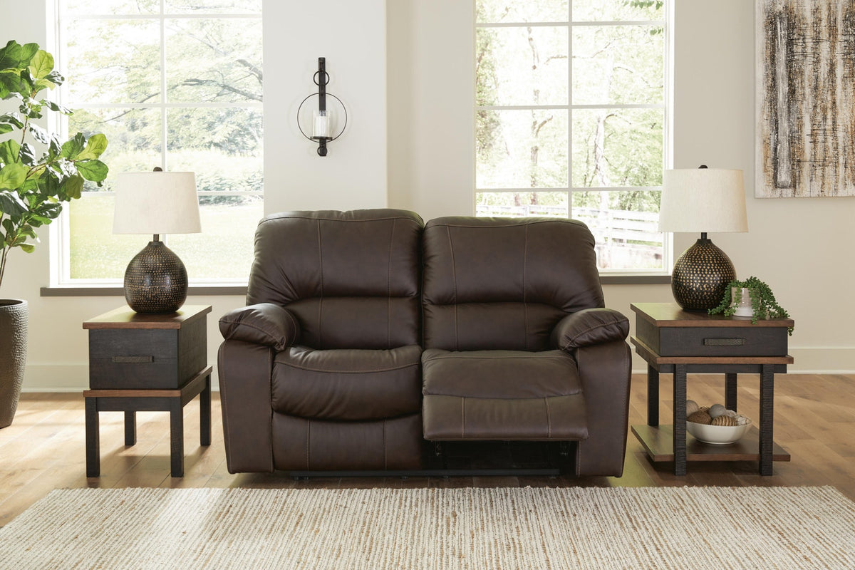 Leesworth Ocean Brown Leather Reclining Power Loveseat