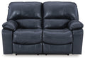 Leesworth Ocean Blue Leather Reclining Power Loveseat