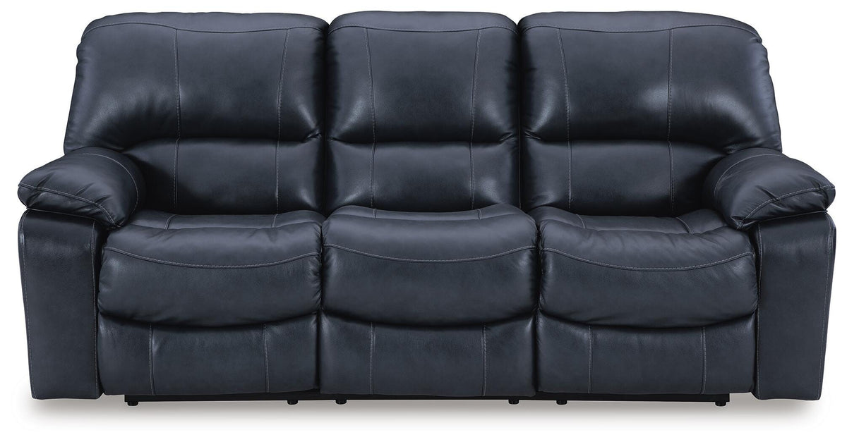 Leesworth Ocean Blue Leather Reclining Power Sofa