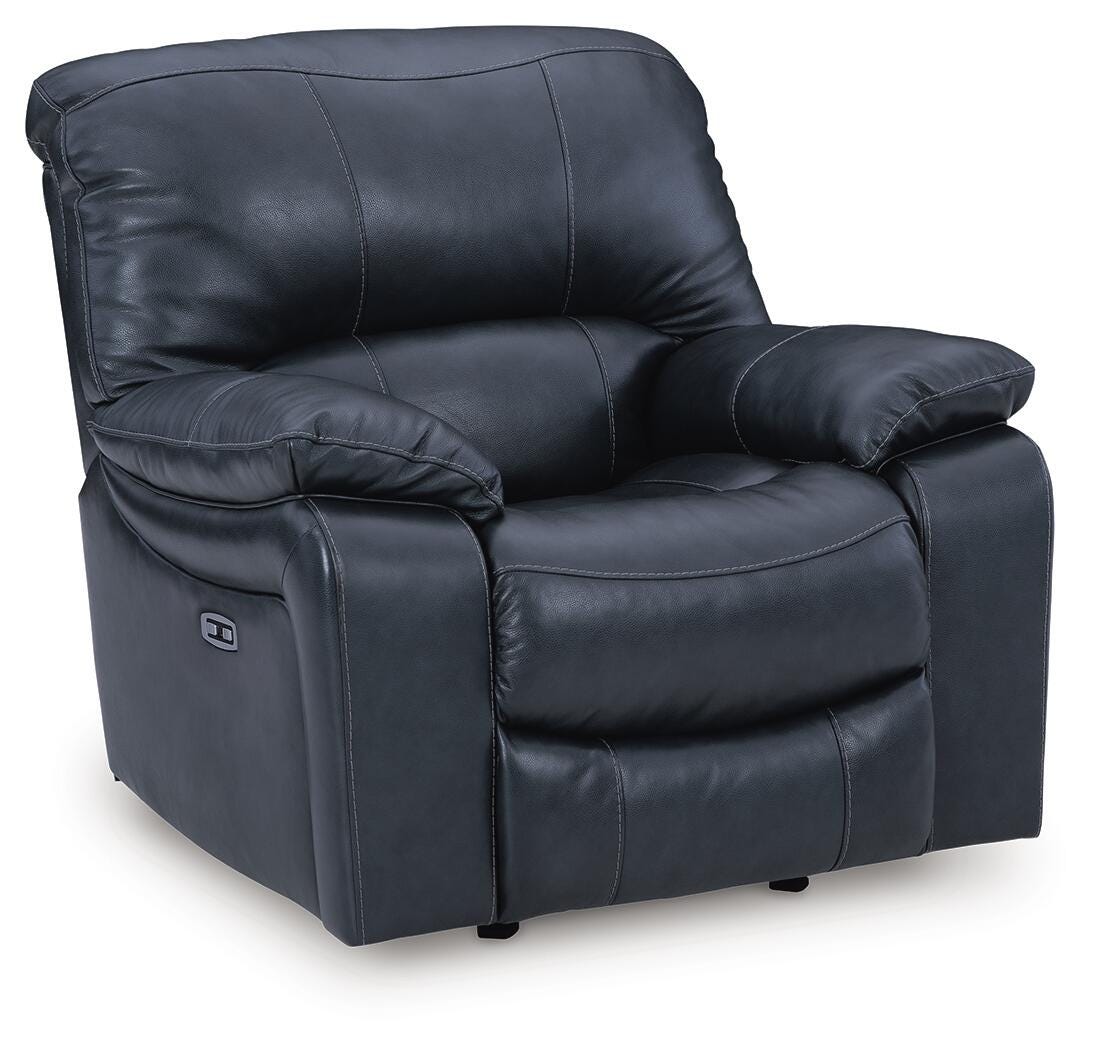 Leesworth Ocean Blue Leather Power Rocker Recliner