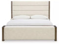 Marxmore Brown Upholstered Panel Bed - Queen