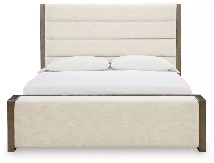 Marxmore Brown Upholstered Panel Bed - Queen
