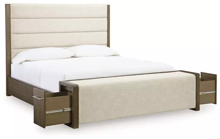 Marxmore Brown Upholstered Panel Bed - Queen