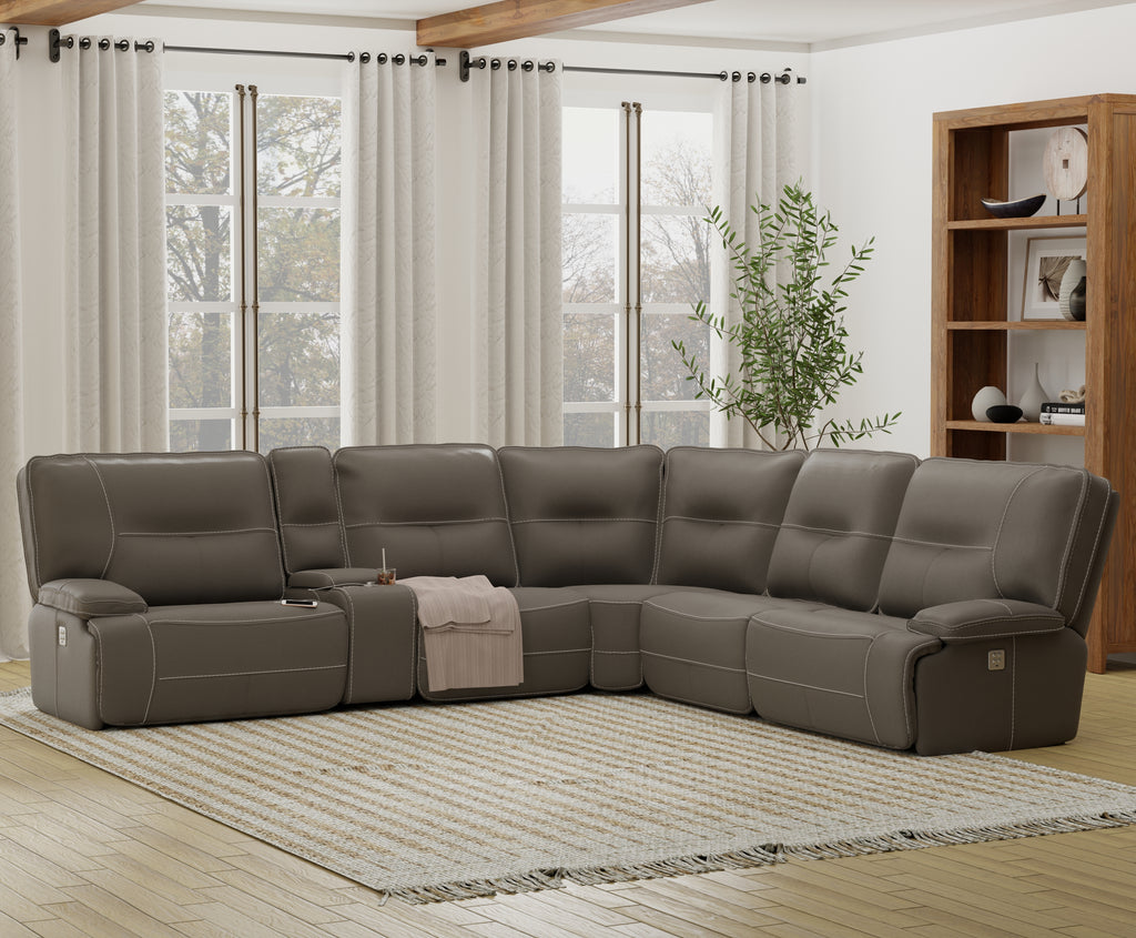 Spartacus 6-Piece Modular Power Reclining Sectional with Power Adjustable Headrests