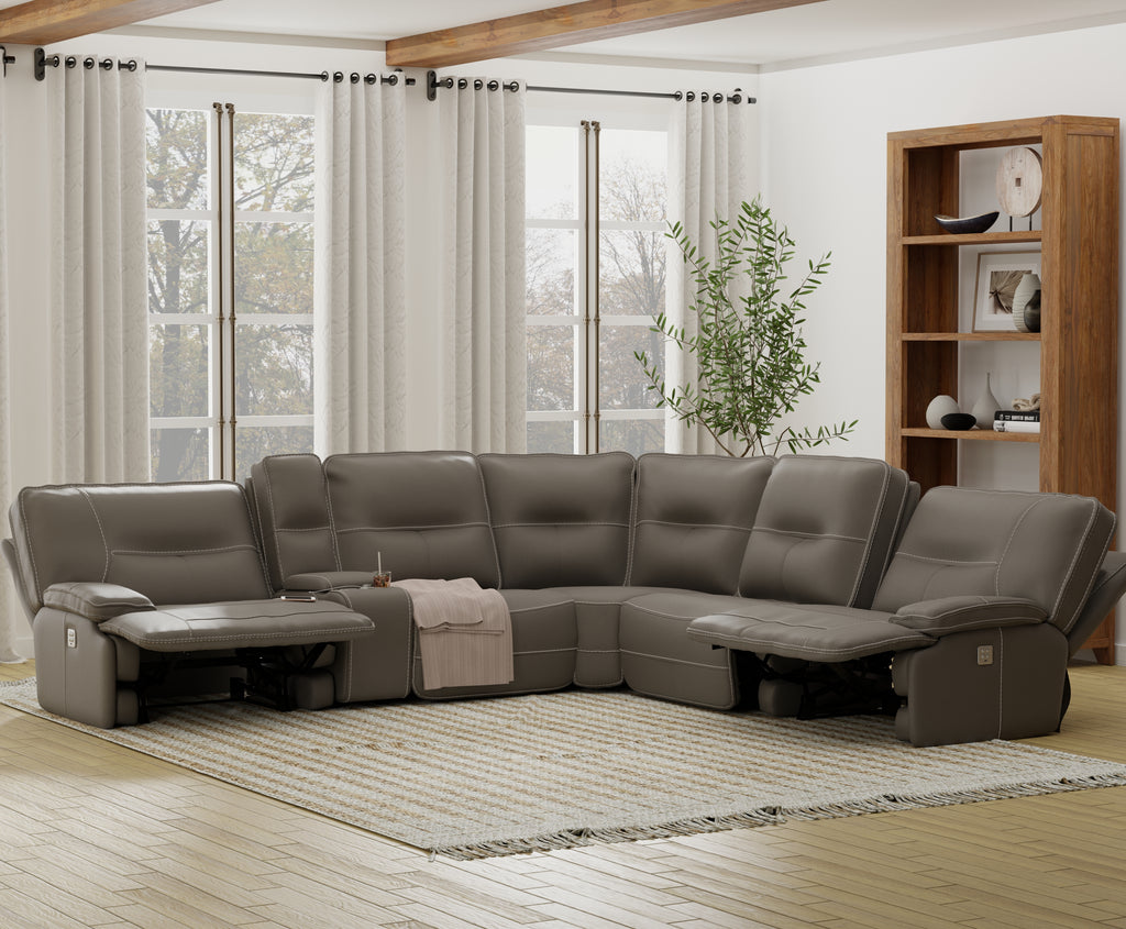 Spartacus 6-Piece Modular Power Reclining Sectional with Power Adjustable Headrests